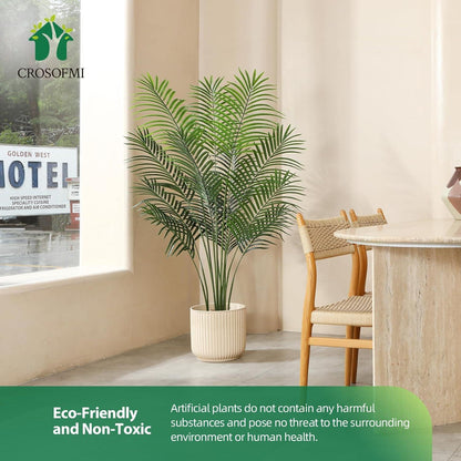 Künstliche Palme 130cm Kunstpflanze Plastik Topf Fake Plant deco