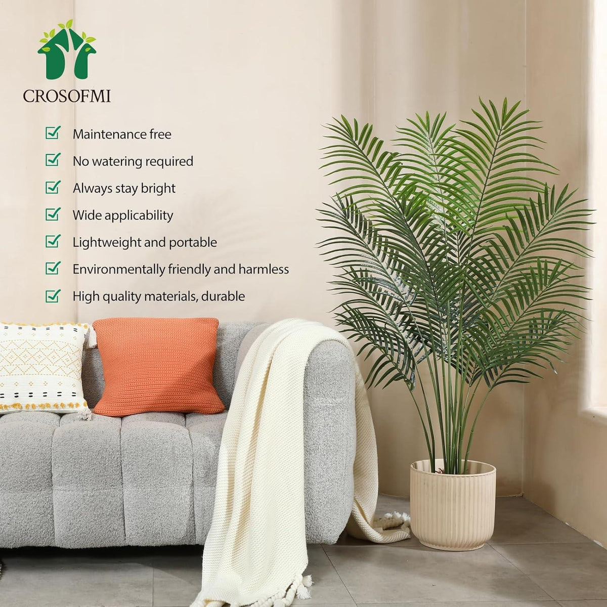 130cm Künstliche Palme im schwarzen Topf 2er Pack