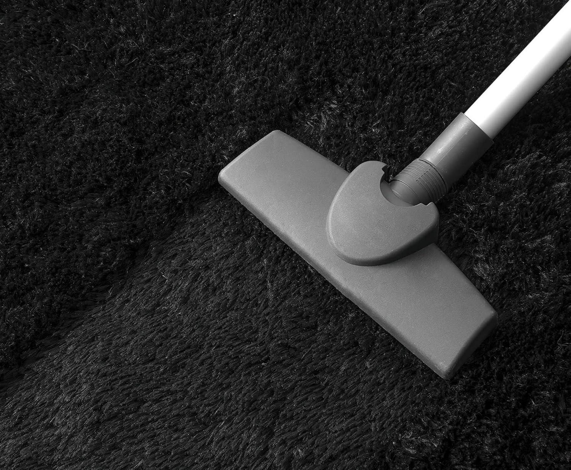 ROHATIM Hochflor Teppich Rund Super weich Shaggy Schwarz 120 x 120 cm