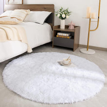 ROHATIM Hochflor Runder Shaggy Teppich Weiß 150x150 cm