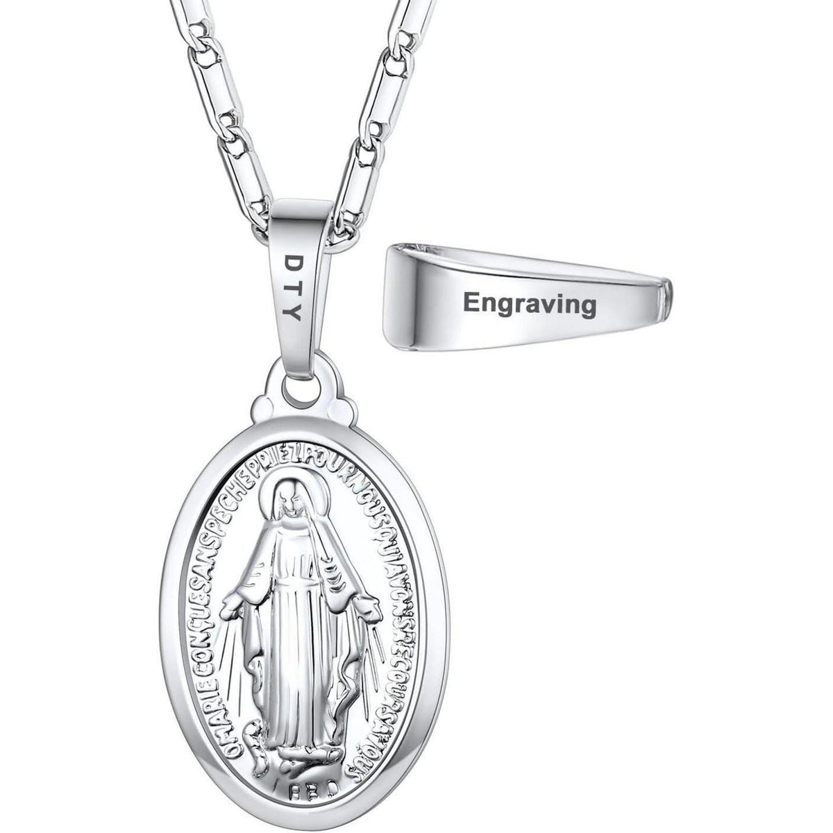 Oval Anhänger Halskette Jungfrau Maria Messing/925 Sterling Silber