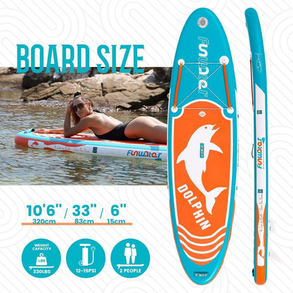 Aufblasbares SUP Board 320cm Delfin-Blau mit Kajak-Funktion