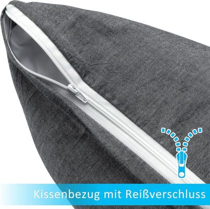 ATsense 2er Set Kissenbezug 40x60 cm Dunkelgrau Reißverschluss 100% Baumwolle