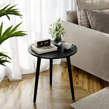 Beistelltisch rund Ø 42 cm Höhe 51 cm Schwarz Massivholz Sofatisch