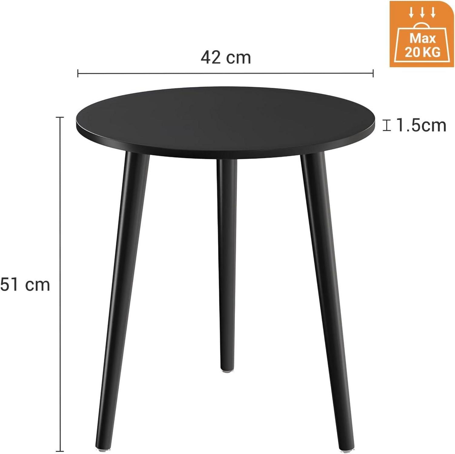 Runder Beistelltisch Holz Ø 42 cm Höhe 51 cm Schwarz