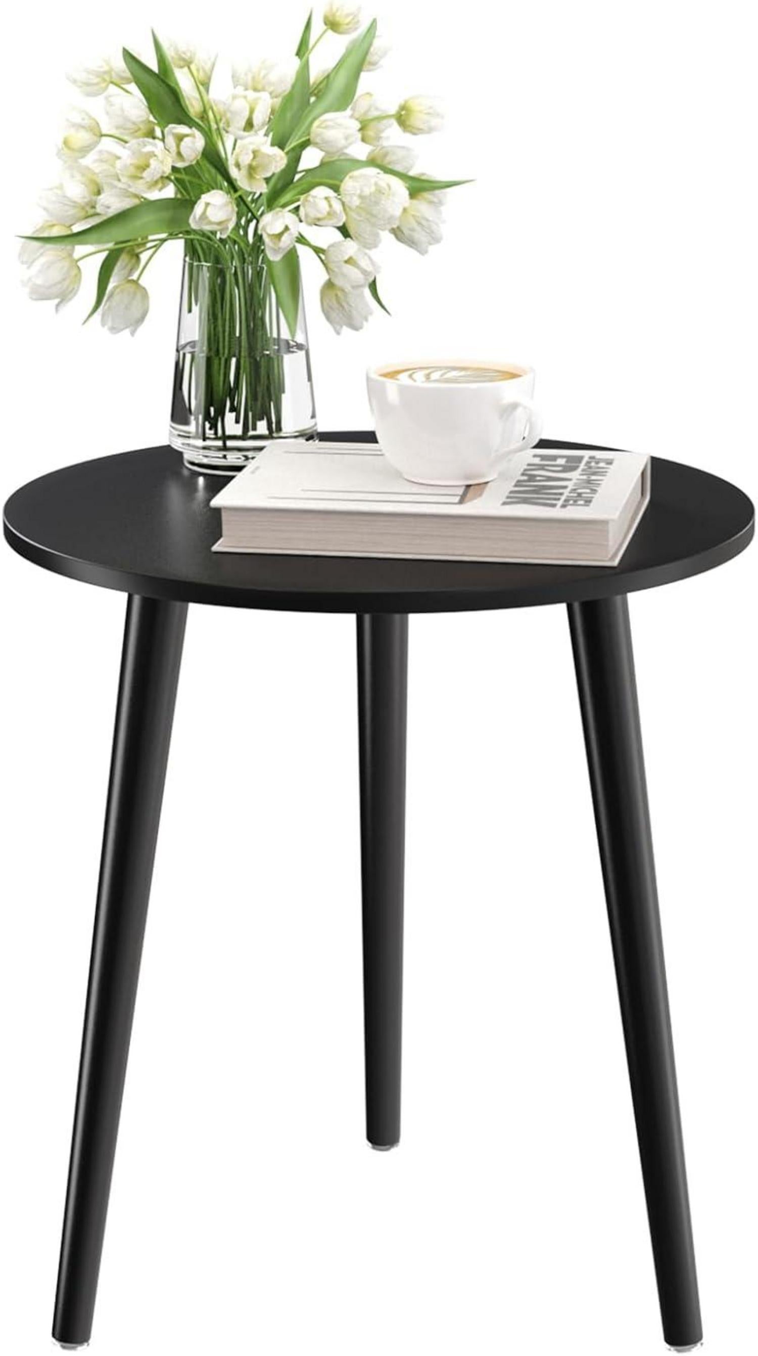 Runder Beistelltisch mit skandinavischem Stil Ø 42x51cm Holz Schwarz