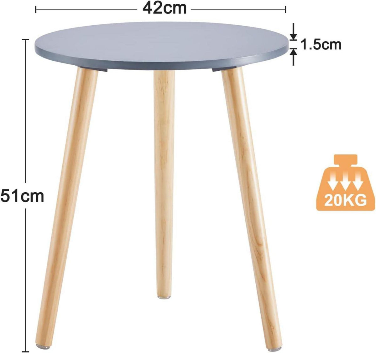 Beistelltisch Rund Ø 42cm Höhe 51cm Holz Skandinavisch Naturnah