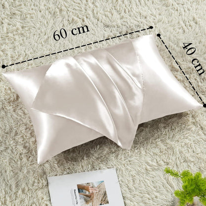 Vielit 2 Stück Satin Kissenbezug 40x60 Beige Haargummis