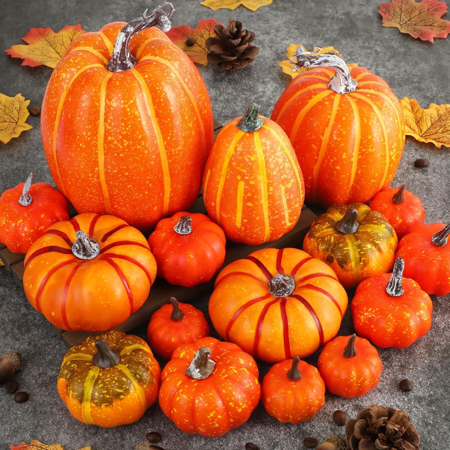 Herbstdekoration Kürbisse Set Orange 16 Stück - Benjia
