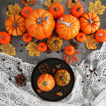 Künstliche Kürbisse Herbst Deko Set Halloween Dekoration 16-teilig