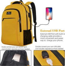 Rucksack Damen 15,6 Zoll Laptop USB Ladeanschluss Gelb