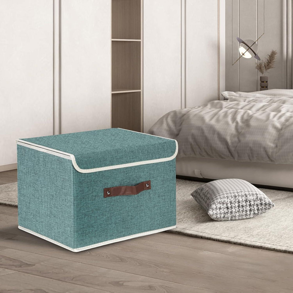 Faltbare Aufbewahrungsbox mit Deckel, 5er Set, Aqua Deep