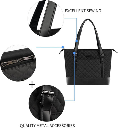 KROSER Laptop Handtasche 15,6 Zoll Schwarz Leichte Tote für Business & Reisen