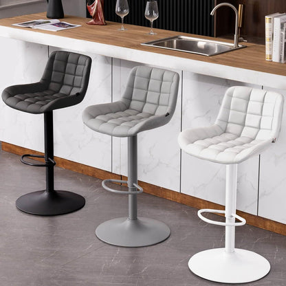 Höhenverstellbare Barhocker 2er Set mit Lehne, Weißafür 360° Drehstuhl