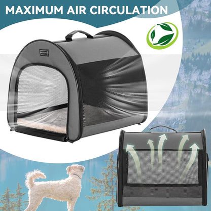 Faltbare Hundebox Grau – Tragbar & Atmungsaktiv mit Kissen
