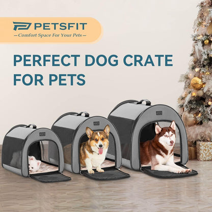 Faltbare Hundebox Grau – Tragbar & Atmungsaktiv mit Kissen