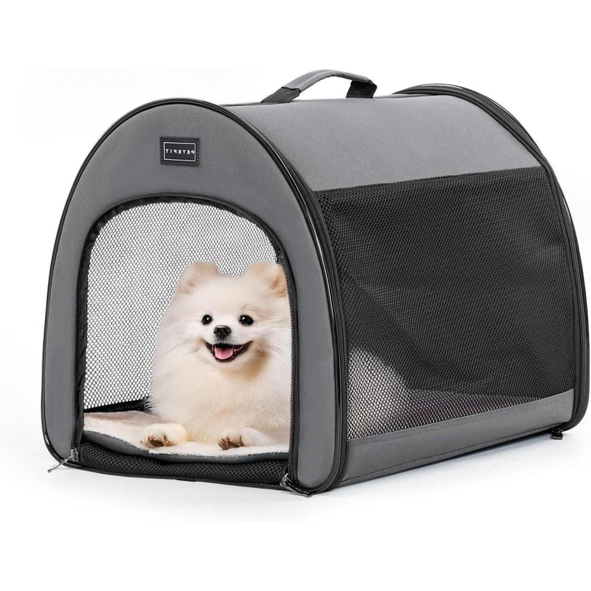 Faltbare Hundebox grau – Tragbare Schlafbox für kleine Hunde & Katzen