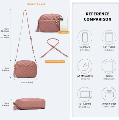 Umhängetasche Damen Kunstleder Crossbody V-Design mit Quasten