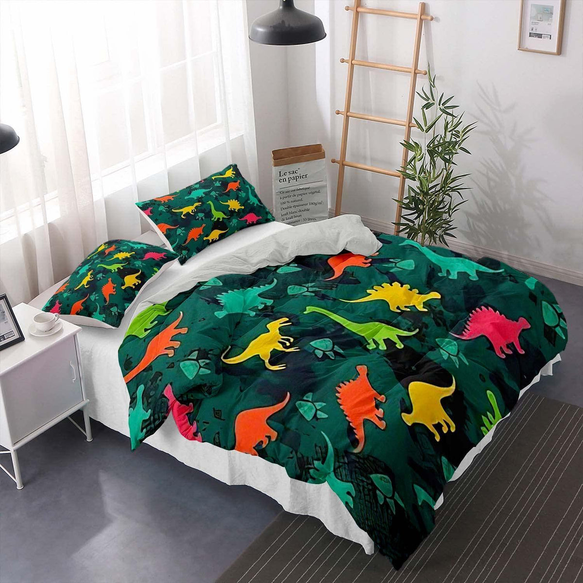 Cartoon Dino Bettwäsche Set 200x220cm – Kuschelweicher Dino-Traum für Kinder
