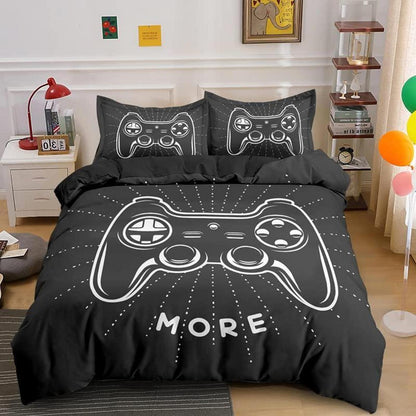 Gamer Bettwäsche Set 220x240cm – Gamepad Bettbezug für Kinder & Teenager