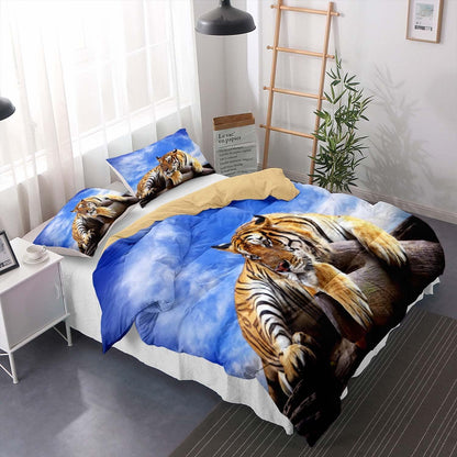 Tiger Druck Bettwäsche Set 220x240cm + 2 Kissenbezüge