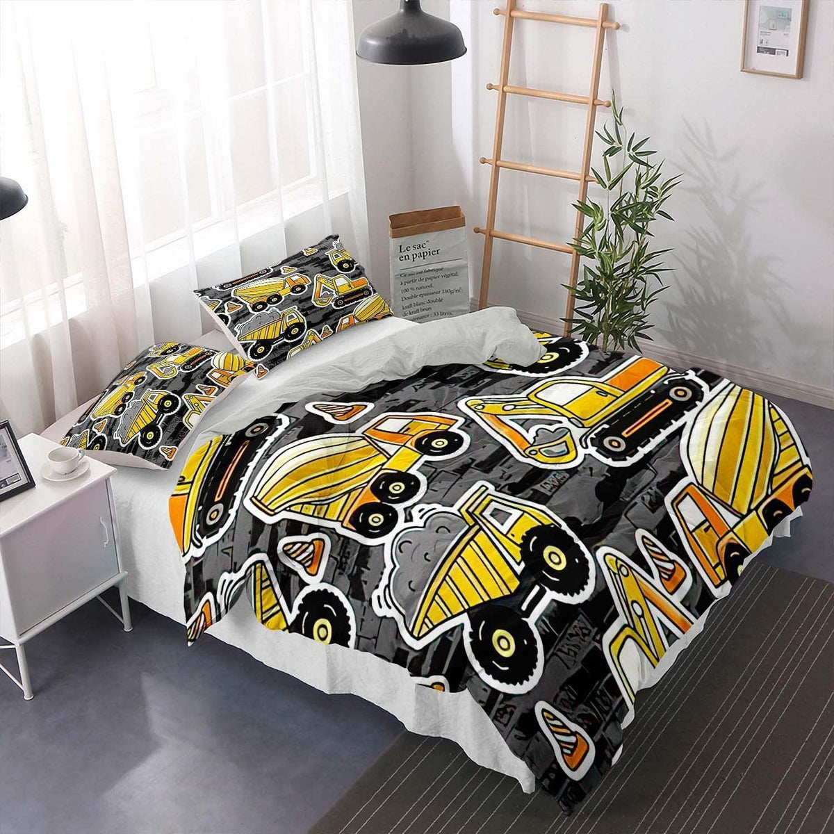 Bettwäsche-Set Grau 200x200cm mit 2 Kissenbezügen 80x80cm
