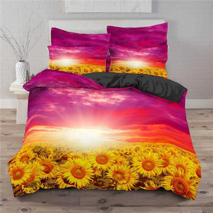 Gelbe Sonnenblumen Bettwäsche Set 200x220cm + 2 Kissenbezüge