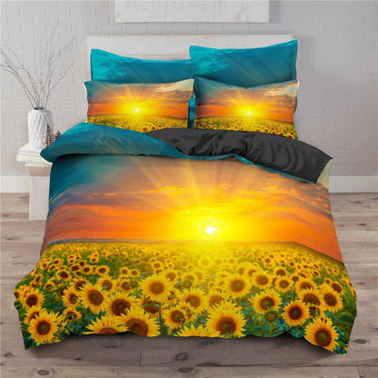 Gelbe Sonnenblumen Bettwäsche Set – Mikrofaser 155x220cm