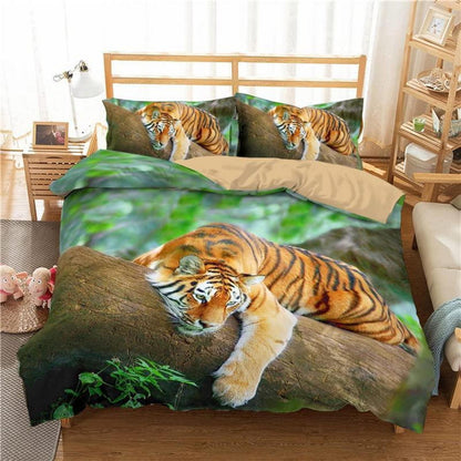 Tiger Druck Bettwäsche Set 220x240cm + 2 Kissenbezüge