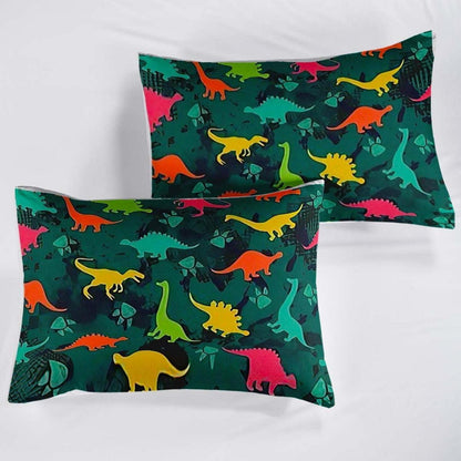 Cartoon Dino Bettwäsche Set 220x240cm – Kinderbettwäsche mit 2 Kissenbezügen
