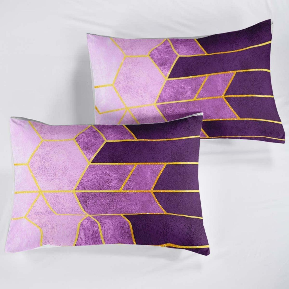 Lila Bettwäsche Set 200x200 | Gestreift Geometrisch, Microfaser