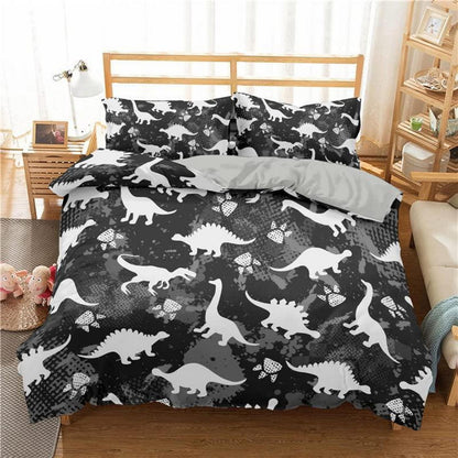 Cartoon Dino Bettwäsche Set 155x220cm – Kuscheliger Kinderbettdruck