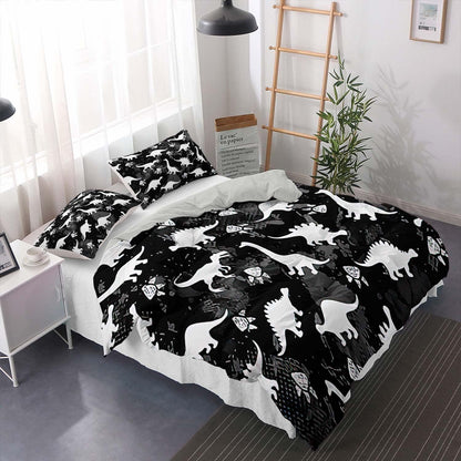 Cartoon Dino Bettwäsche Set 155x220cm – Kuscheliger Kinderbettdruck