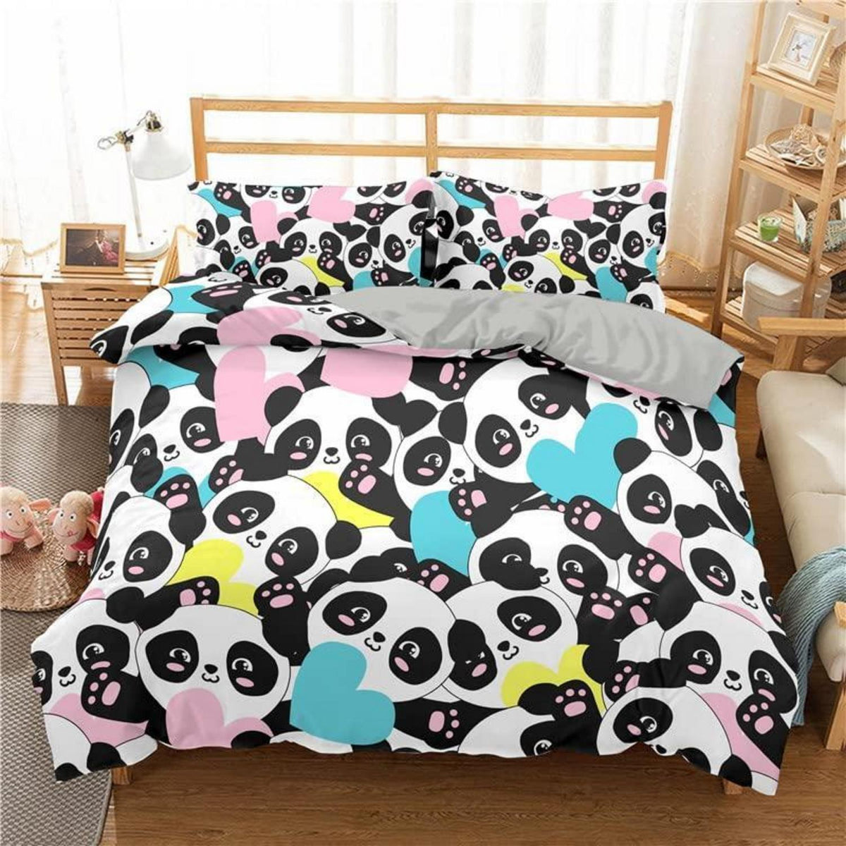Panda Bettbezug Set für Kinder – 155x220cm mit Kissenbezug