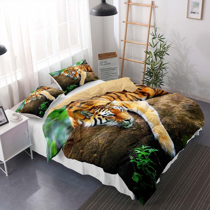 Tiger Druck Bettwäsche Set 200x200cm mit 2 Kissenbezügen