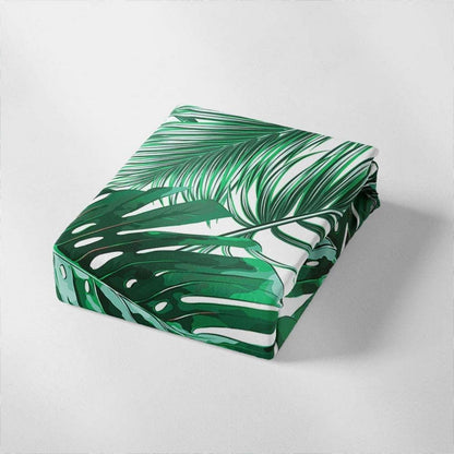Grüne Bettwäsche-Set 220x240cm mit Blättermotiv