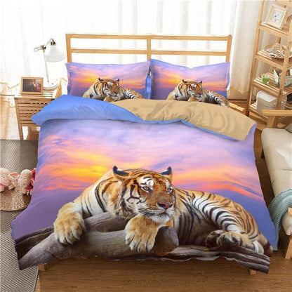 Tiger Druck Bettwäsche Set 220x240cm + 2 Kissenbezüge
