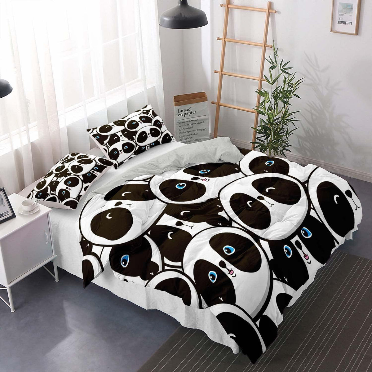 Panda Bettwäsche Set 220x240cm - Niedliches Tier Motiv für Kinder