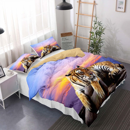 Tiger Druck Bettwäsche Set 200x200cm mit 2 Kissenbezügen