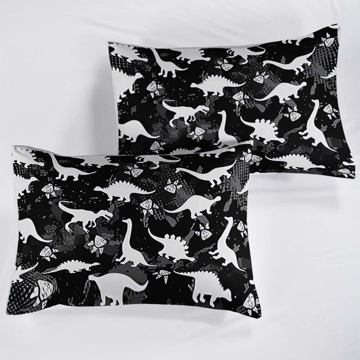 Cartoon Dino Bettwäsche Set 220x240cm – Kinderbettwäsche mit 2 Kissenbezügen