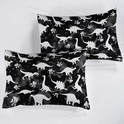 Cartoon Dino Bettwäsche Set 220x240cm – Kinderbettwäsche mit 2 Kissenbezügen