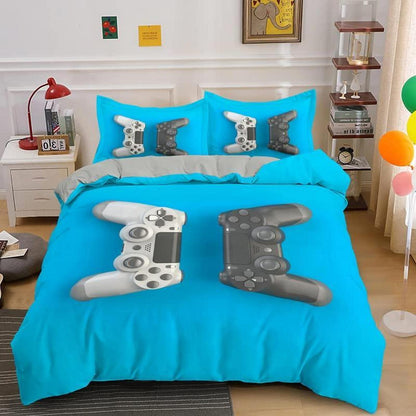 Gamer Bettwäsche Set 220x240cm – Gamepad Bettbezug für Kinder & Teenager
