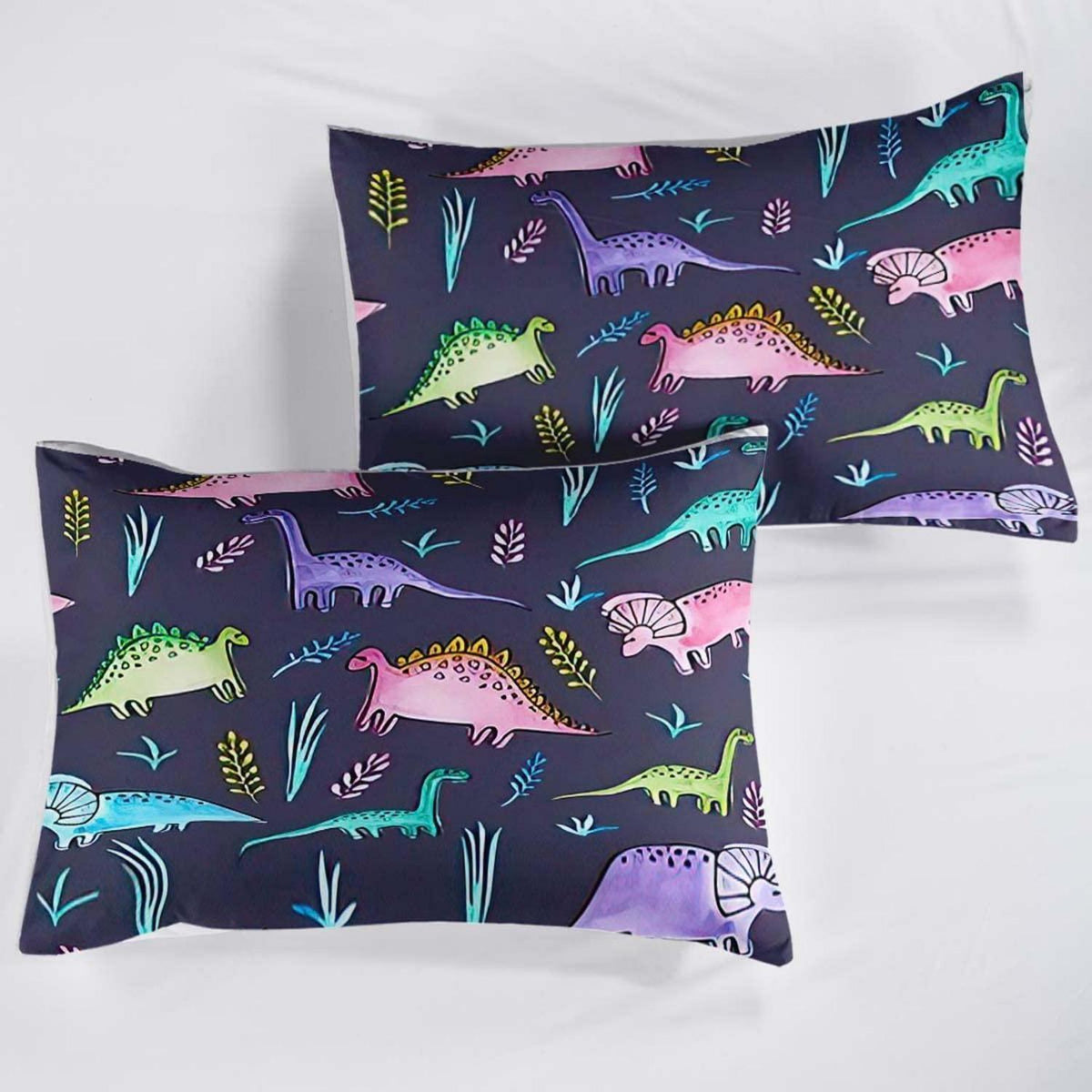 Cartoon Dino Bettwäsche Set 200x220cm – Kinderbettwäsche mit 2 Kissenbezügen