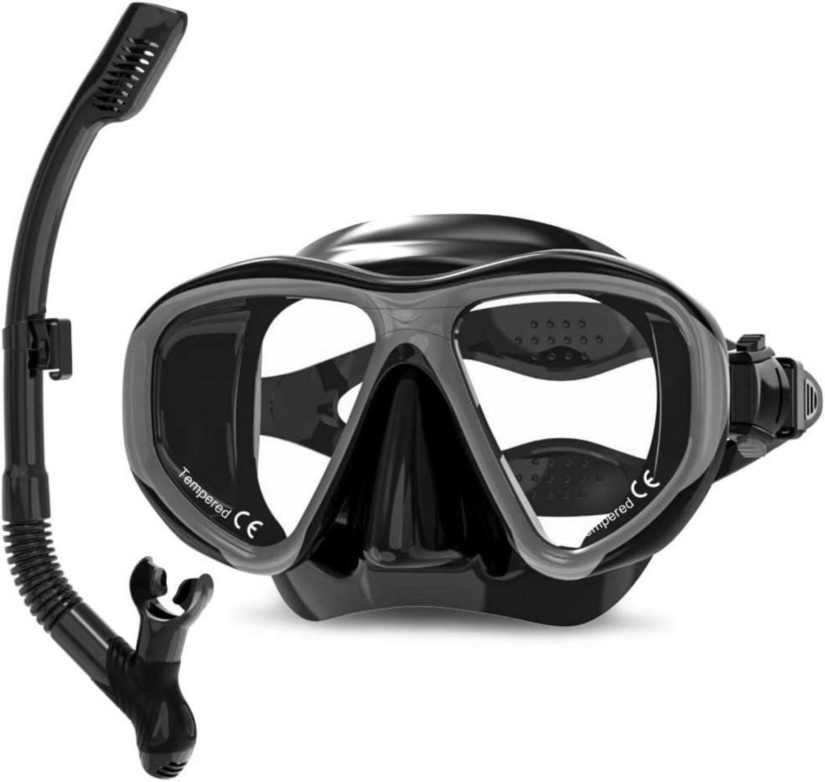 Findway Schnorchelset Erwachsene mit Taucherbrille und Schnorchel Schwarz/Grau
