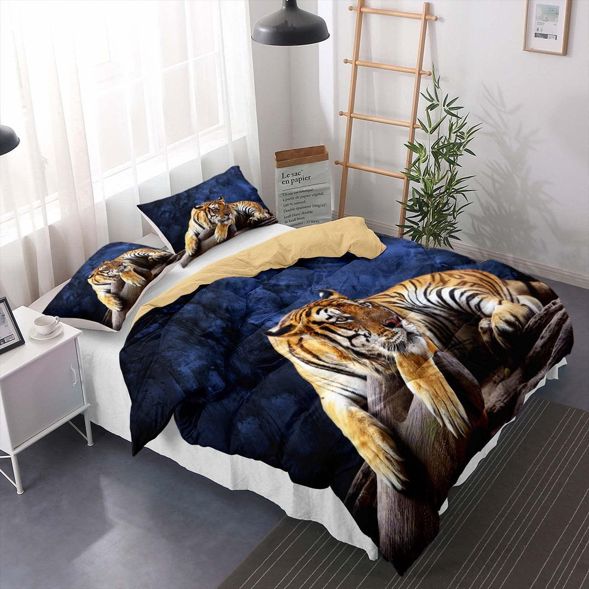 Tiger Druck Bettwäsche Set 155x220cm - Wildtier Design