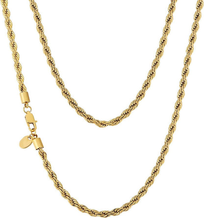 Goldkette Herren Silberkette Edelstahl 4mm 55,9cm Gold beschichtet