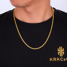 Goldkette Herren 4mm Edelstahl Zopfkette 18K Gold
