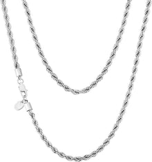 Goldkette 4mm Edelstahl Weißgold beschichtet 61cm Halskette