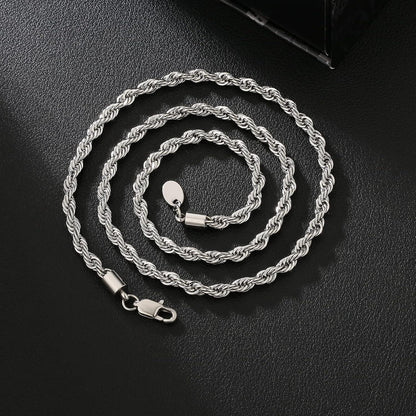 KRKC&CO Rope Kette Edelstahl 18K Gold/Weißgold 4mm Silber 55,9cm