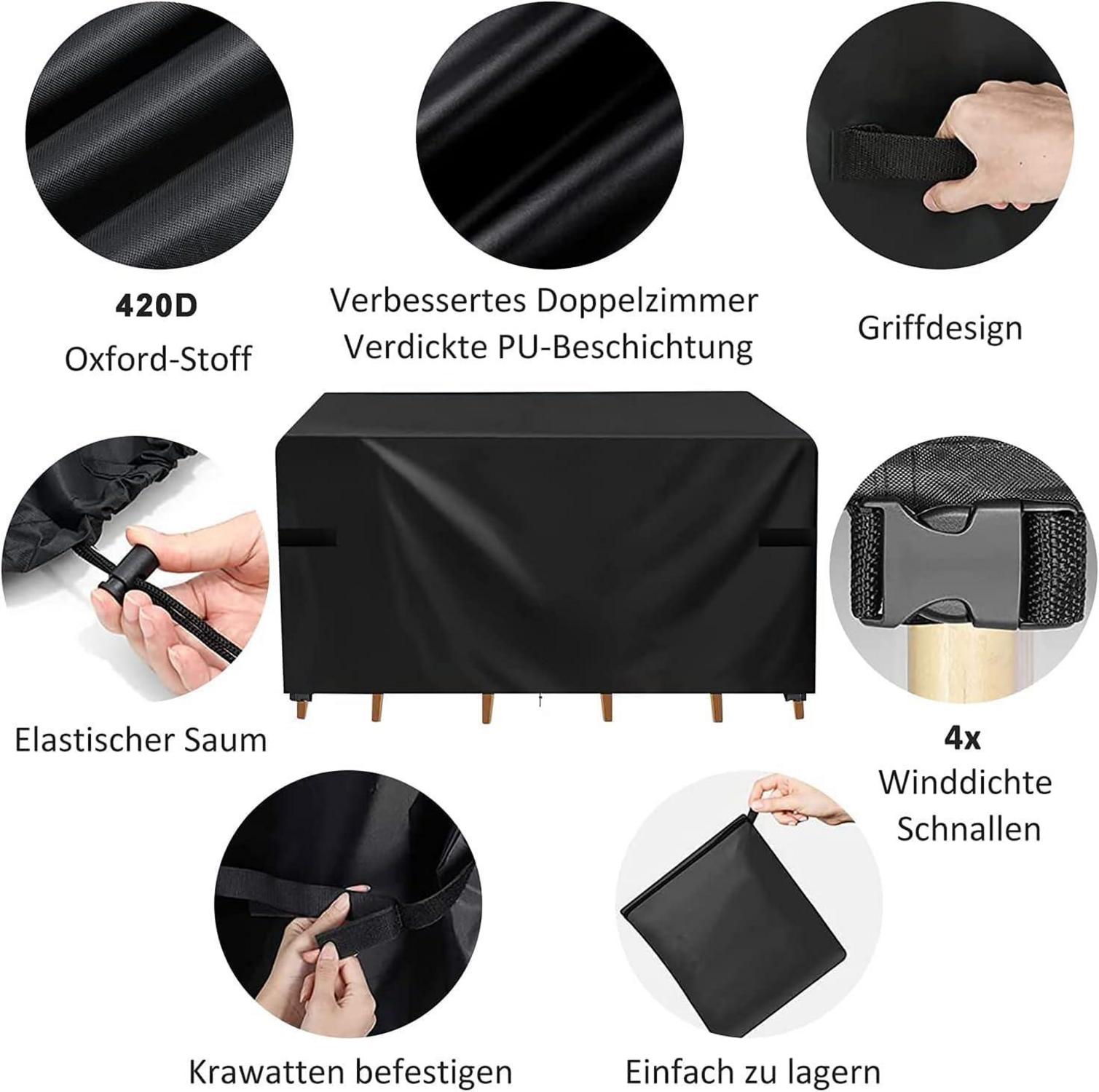 MEELOTOP Gartenmöbel Abdeckung 420D Oxford Wasserdicht 282x206cm